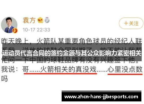 运动员代言合同的签约金额与其公众影响力紧密相关